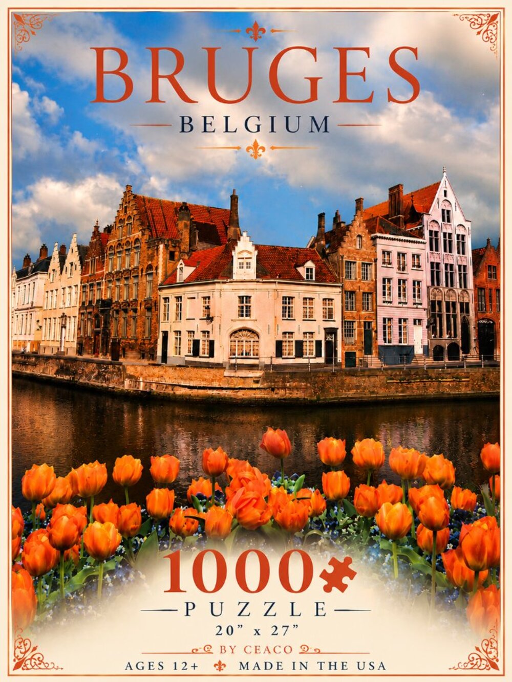 Ceaco Bon Voyage Bruges Belgium 1000 Piece Jigsaw Puzzle Tulips Canal